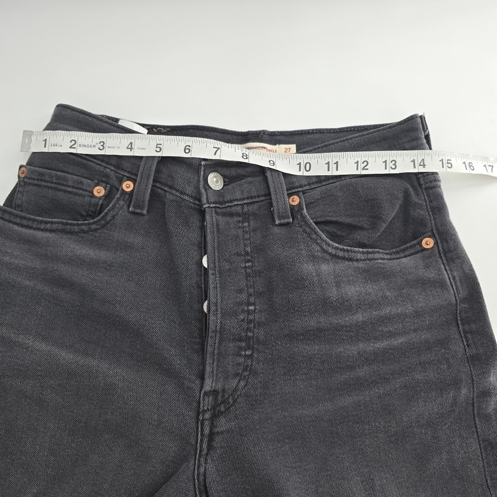 Levi Strauss grey ribcage staright ankle high rise jeans pants size 27 - Picture 8 of 9